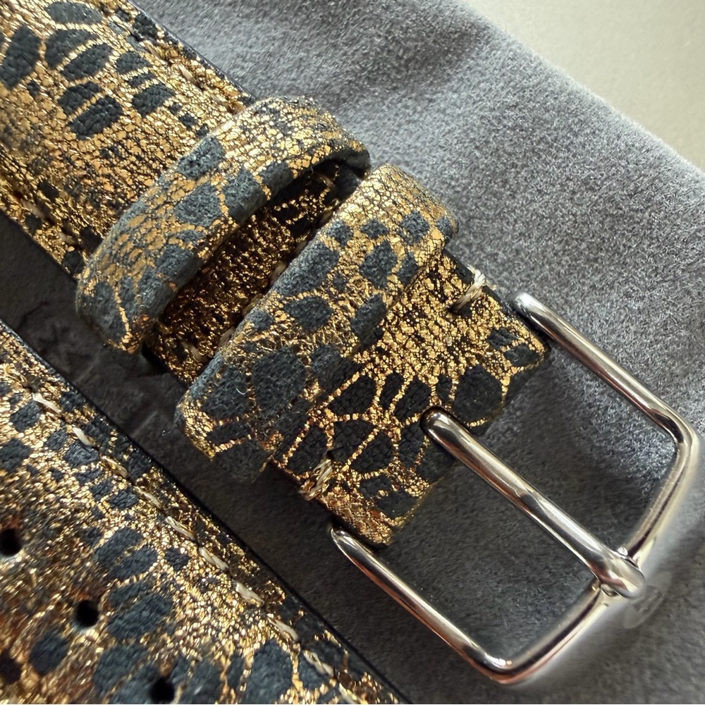 Michele Black and Gold Lace Leather Watch Strap - 18mm - Picture 3 of 16